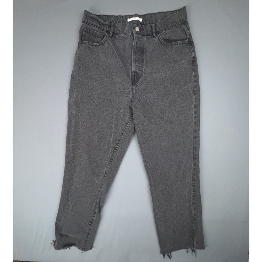 Pac Sun Jeans Womens 30 Black High Rise Straight Denim Cutoff Cropped Raw Hem - Picture 1 of 8